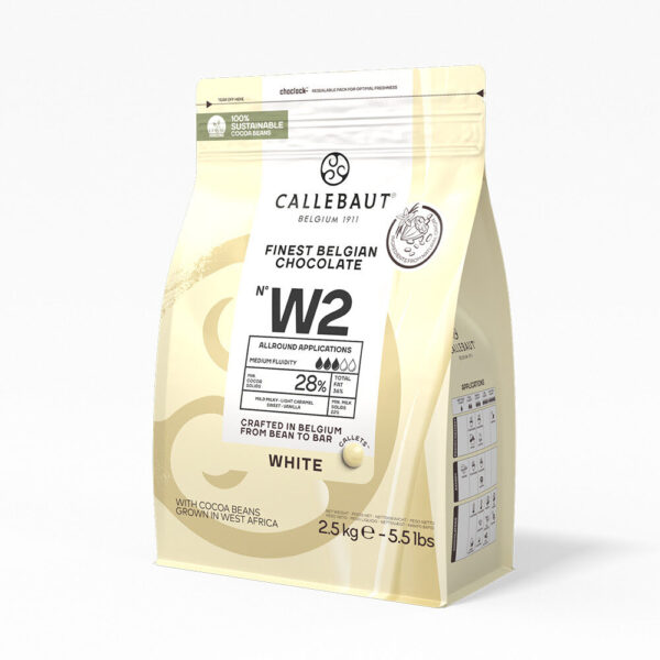 Ciocolata alba fina Barry Callebaut W2,  28%, 2.5KG