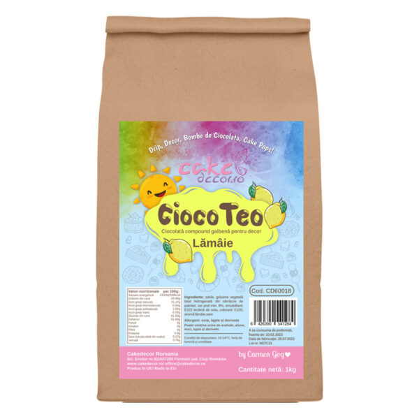 Ciocolată Decor, CiocoTeo Galben cu gust de LAMAIE 1kg